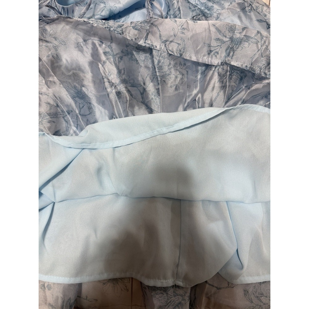 Altar'd State Floral Satin Tiered Sundress Dress Women's XL Light Blue Lined NWT - Picture 5 of 8